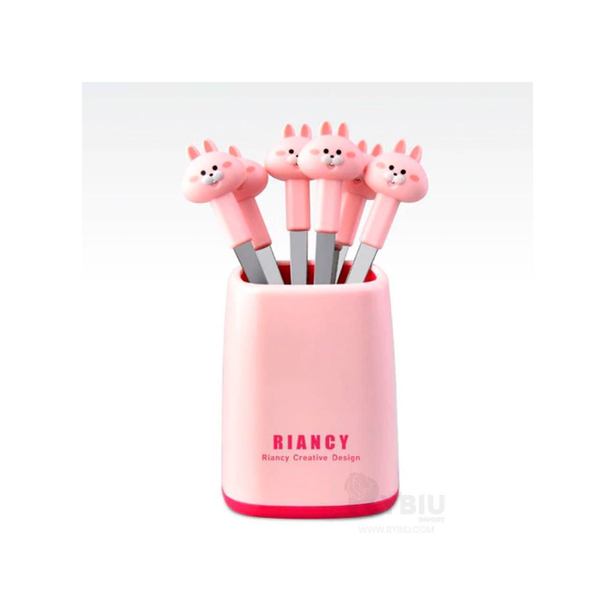 GENERICO - Set de Mini Tenedores Con Diseño de Conejo Rosado