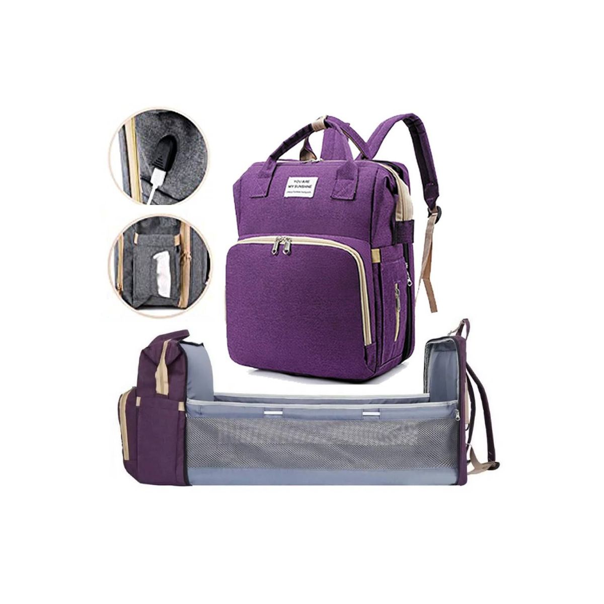 GENERICO - Pañalera Mochila con Cambiador Convertible 3 en 1 Termica