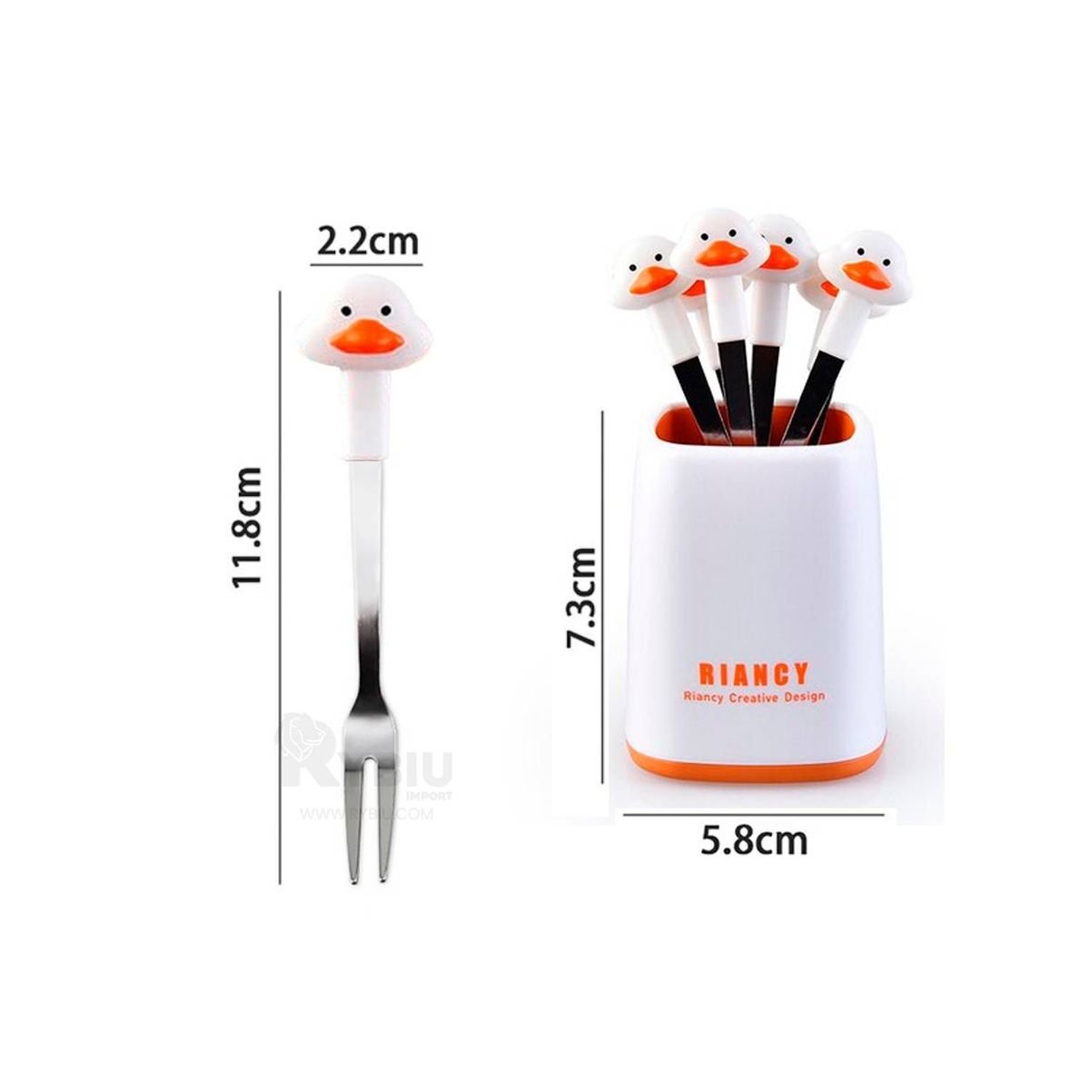 GENERICO - Set de Mini Tenedores Con Diseño de Pato Blanco