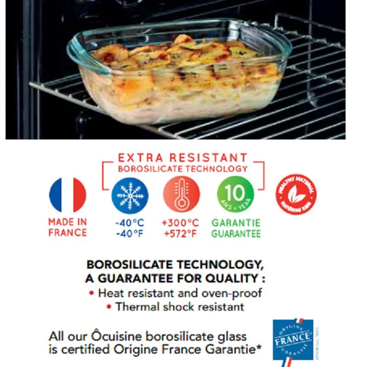 OCUSINE - Cacerola Ocusine - Rectangular con Tapa 4.2 litros