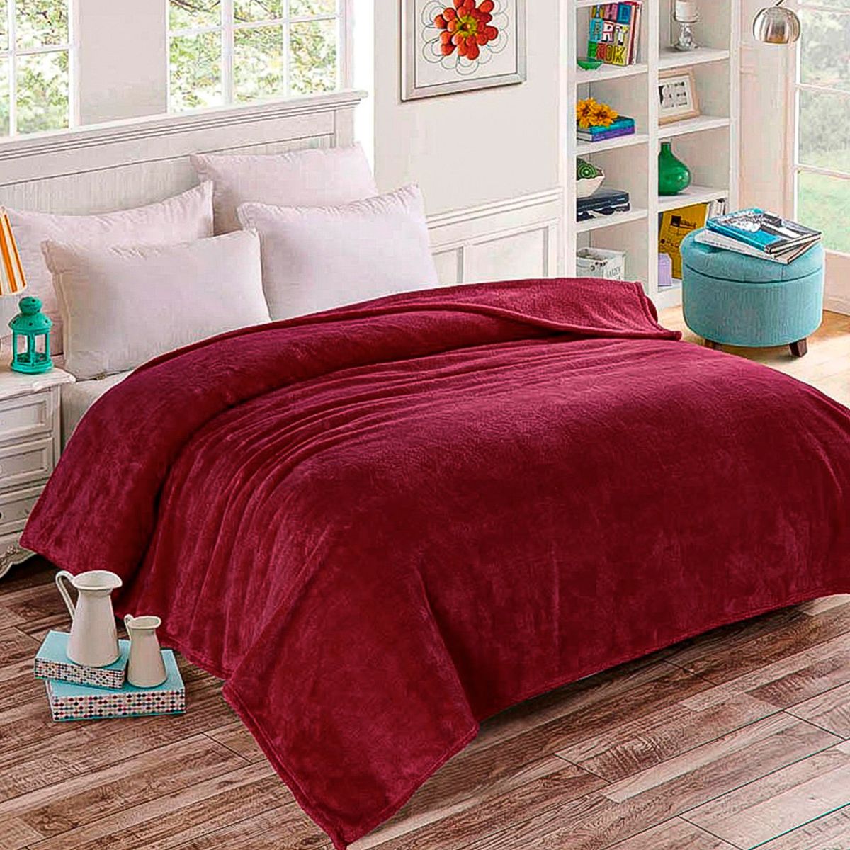 CASATEX - Manta Peluchón 2 plazas - ROJO GRANATE