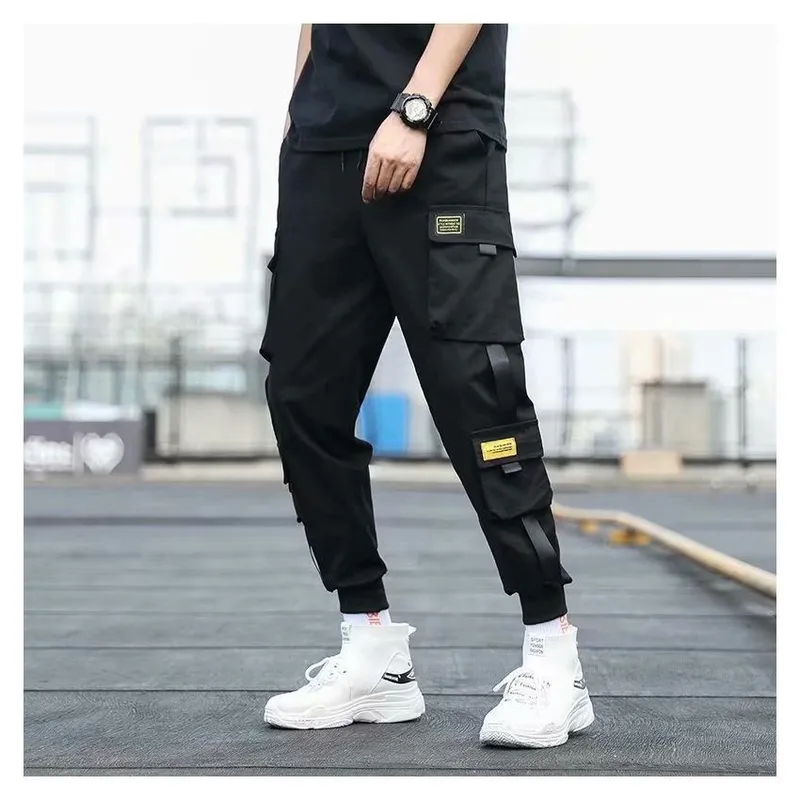 VATYERTY - Pantalones cargo de harén con bolsillos laterales para hombre pantalón