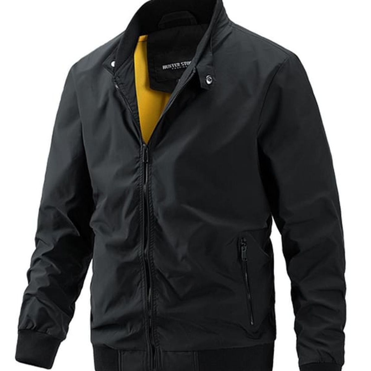 GENERICO - Chaqueta de hombres bombardero hombres casuales-negro