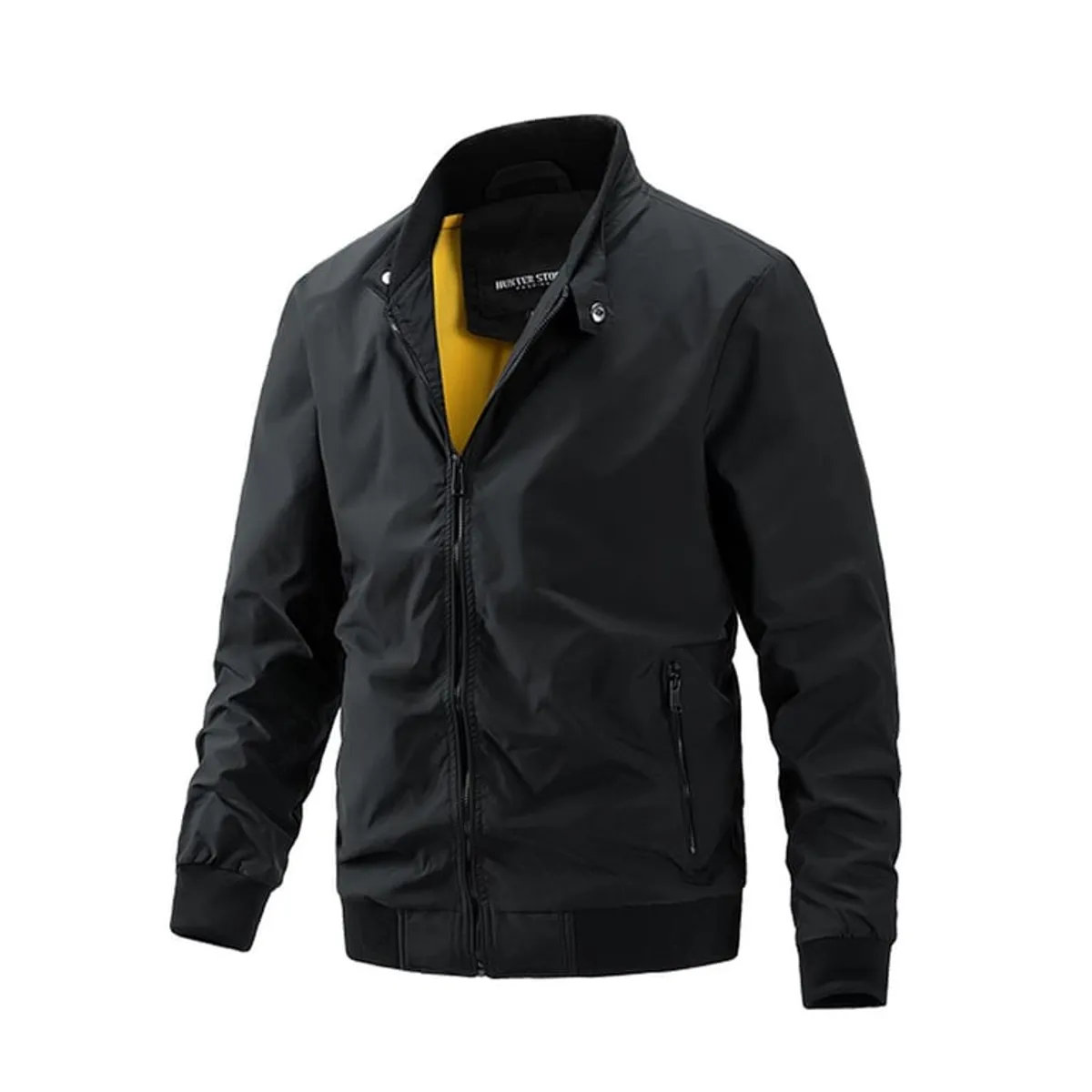 GENERICO - Chaqueta de hombres bombardero hombres casuales-negro