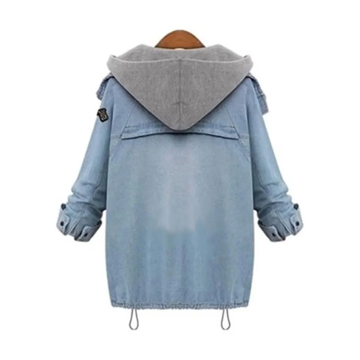 VATYERTY - Abrigo de mezclilla con capucha y un solo pecho mujer