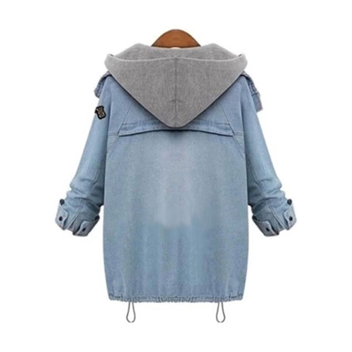VATYERTY - Abrigo de mezclilla con capucha y un solo pecho mujer