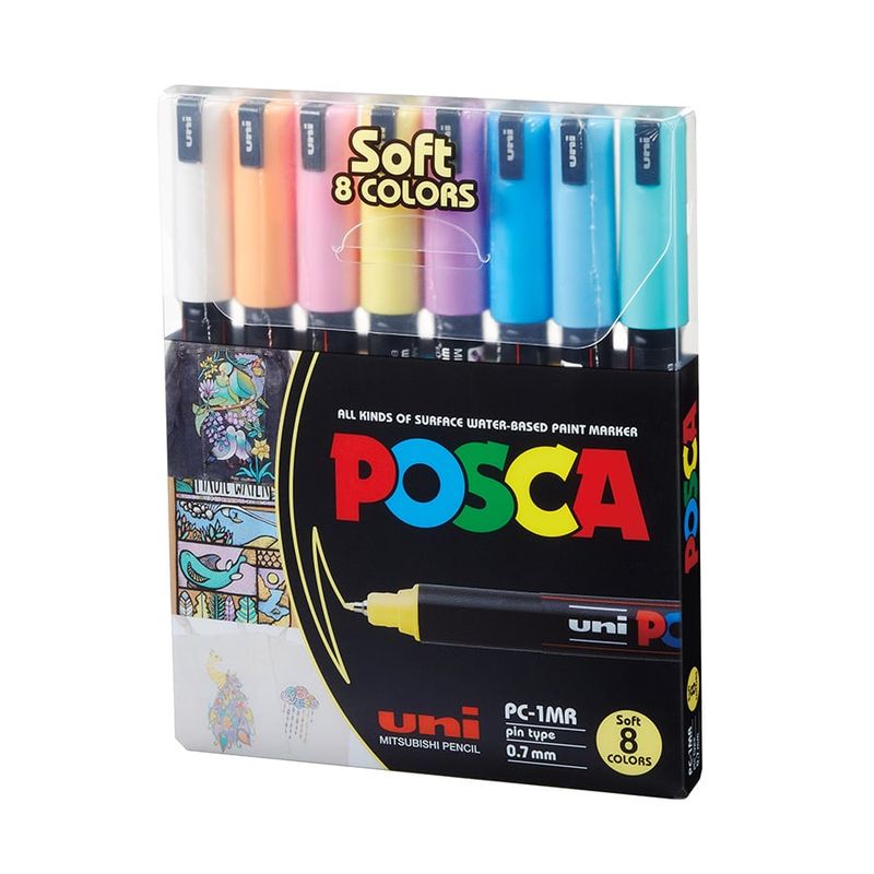 POSCA - POSCA Pack PC-1MR 8C Soft Color Nueva Presentación X8