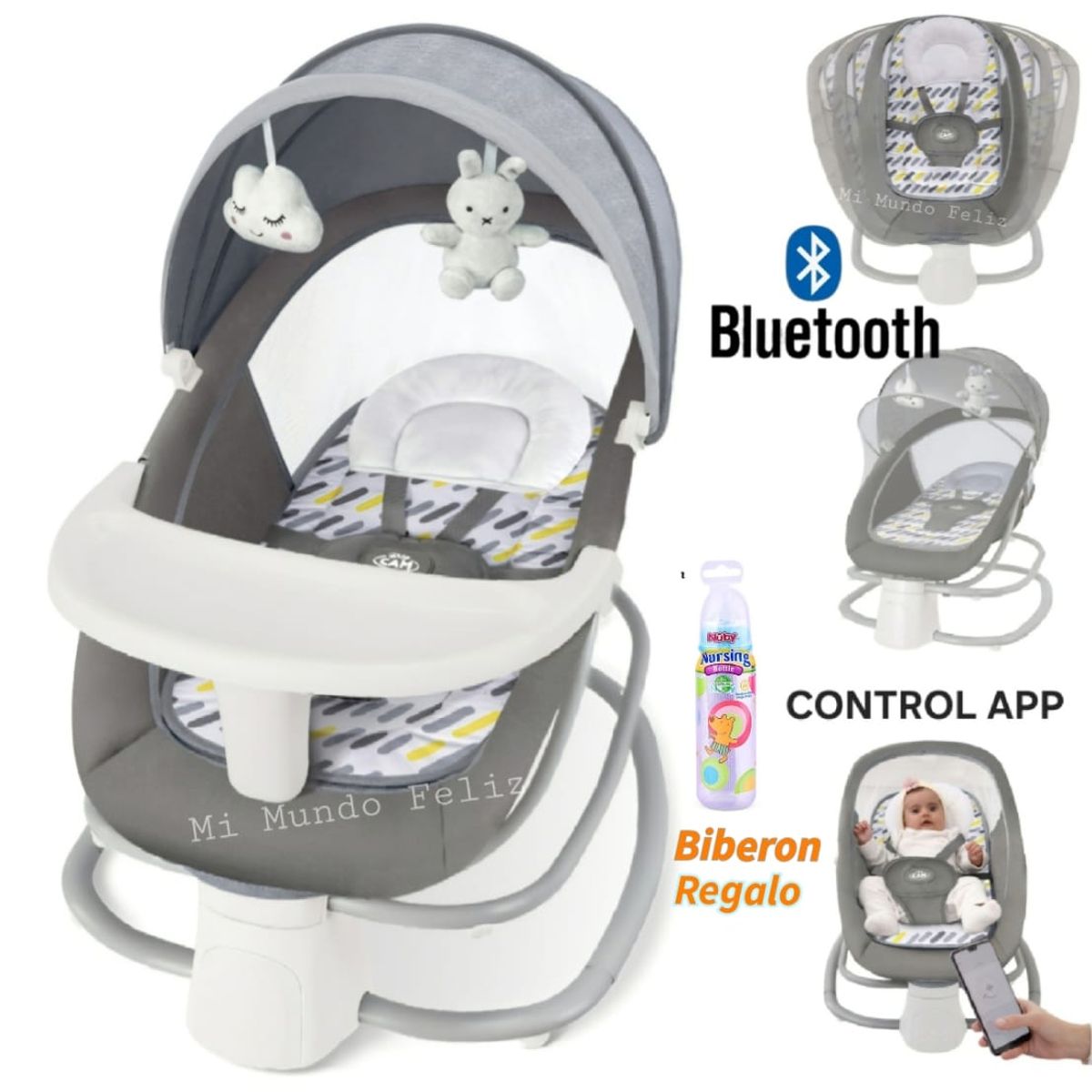 BABY - Mecedora de Bebe Musical Deluxe 4 en 1 Gris 2026
