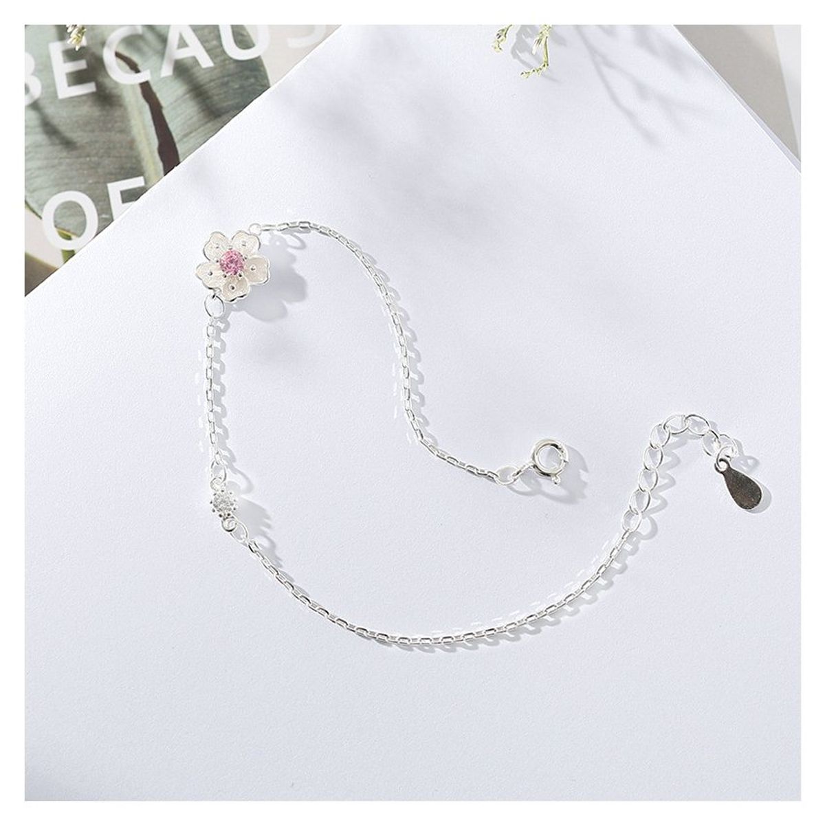 VATYERTY - Pulsera de flor de estudiante simple de plata 925