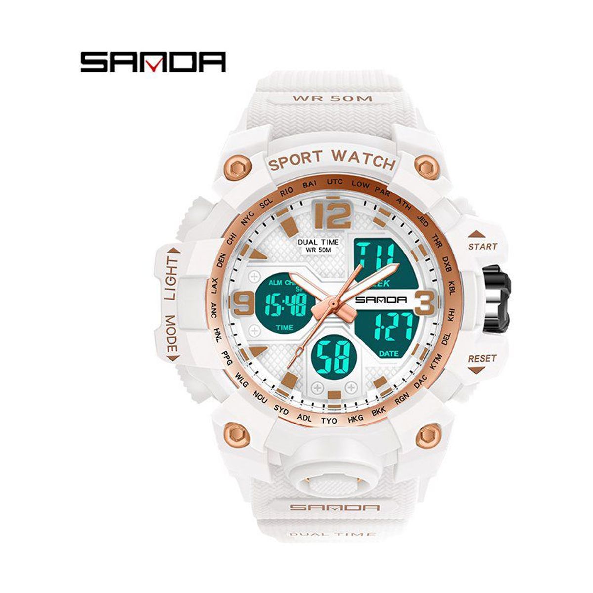 VATYERTY - Sanda 942 reloj multifunción con correa de resina oro rosa