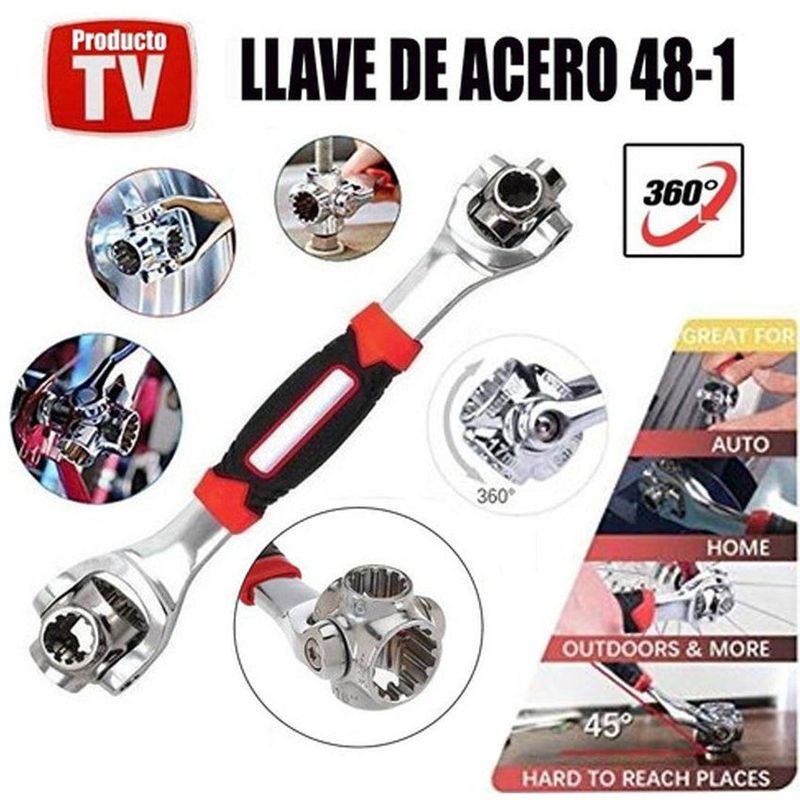 GENERICO - Llave con cabezal 48 en 1 giratorio 360 grados para reparación