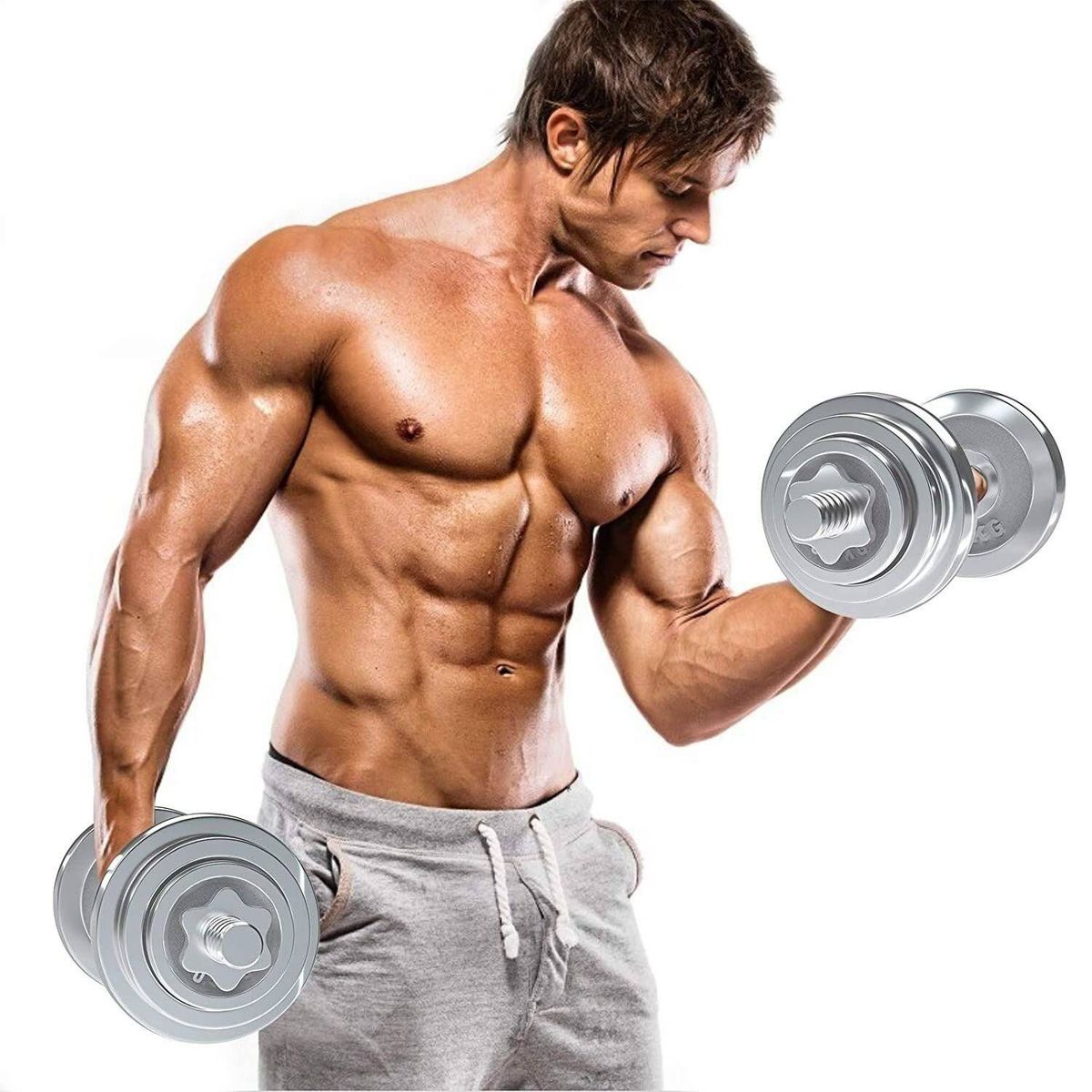 GENERICO - Pesas 20KG Cromadas Convertible +  Maleta y Barra