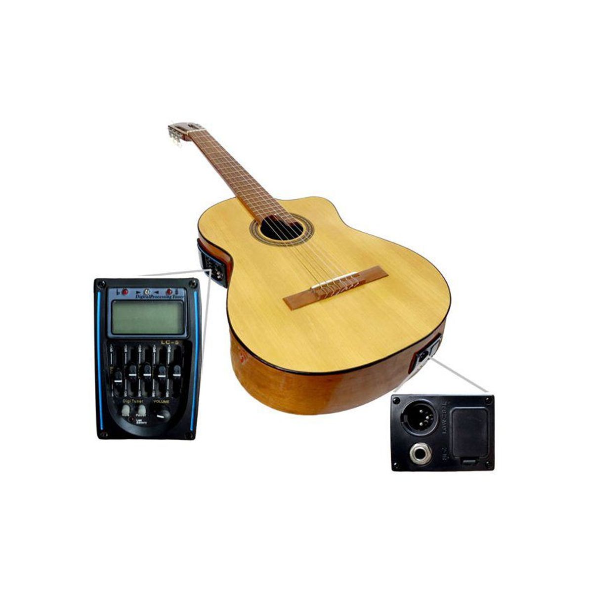 GENERICO - E. falcon- Guitarra Electroacustica 5 bandas con afinador.