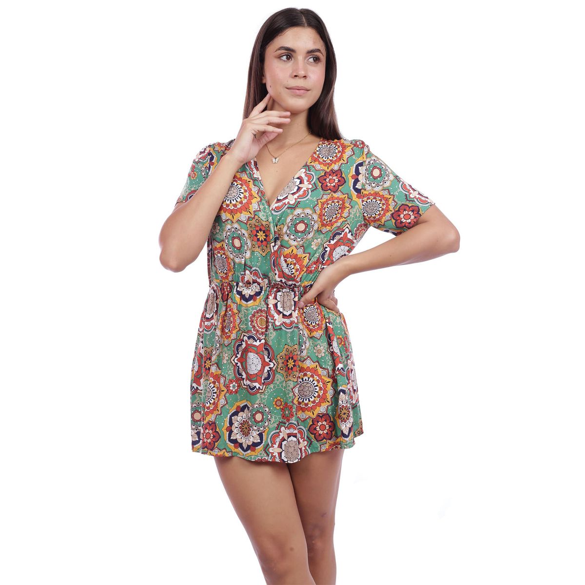 GENERICO - Vestido Estampado Manga Corta