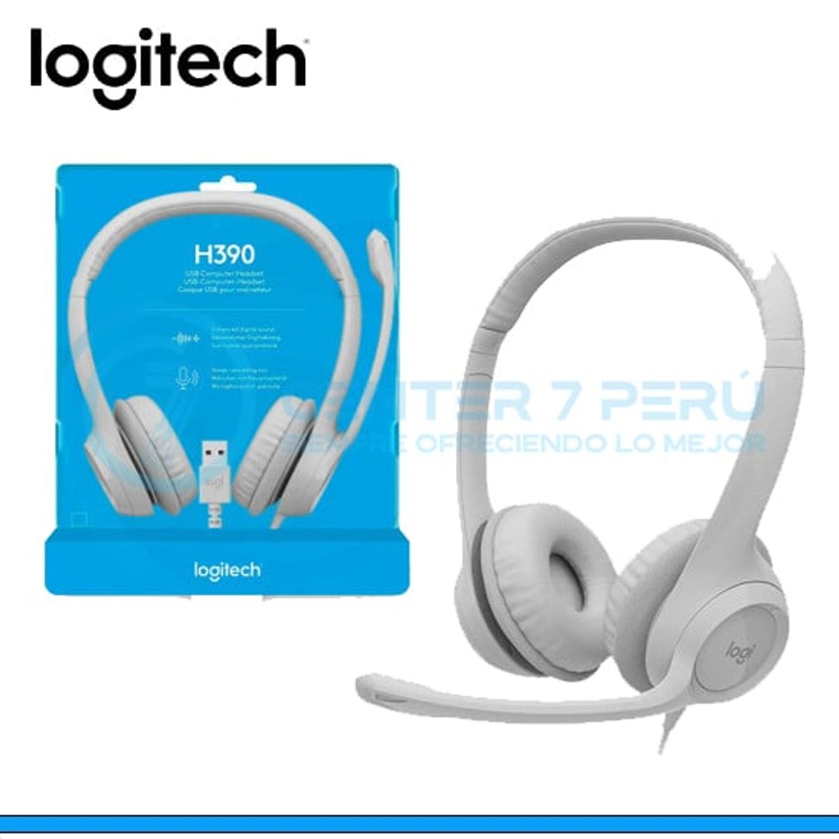 LOGITECH - AUDIFONO CMICROF LOGITECH H390 USB NOISE CANCELLING WHITE