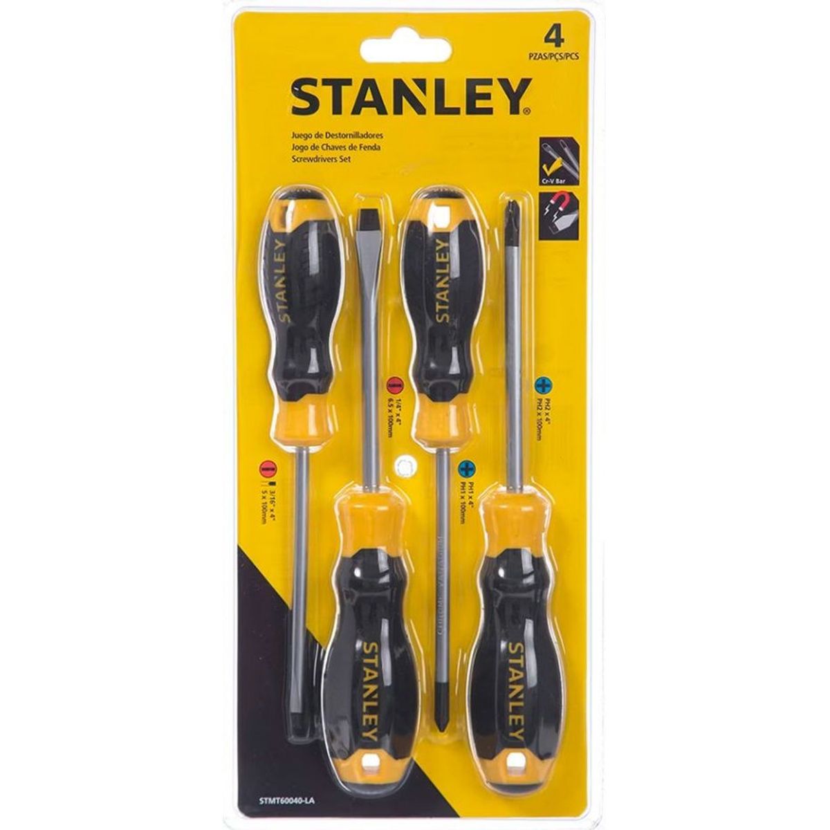 STANLEY - JUEGO 4 PIEZAS DESARMADOR CUSHION GRIP 60-040 STANLEY