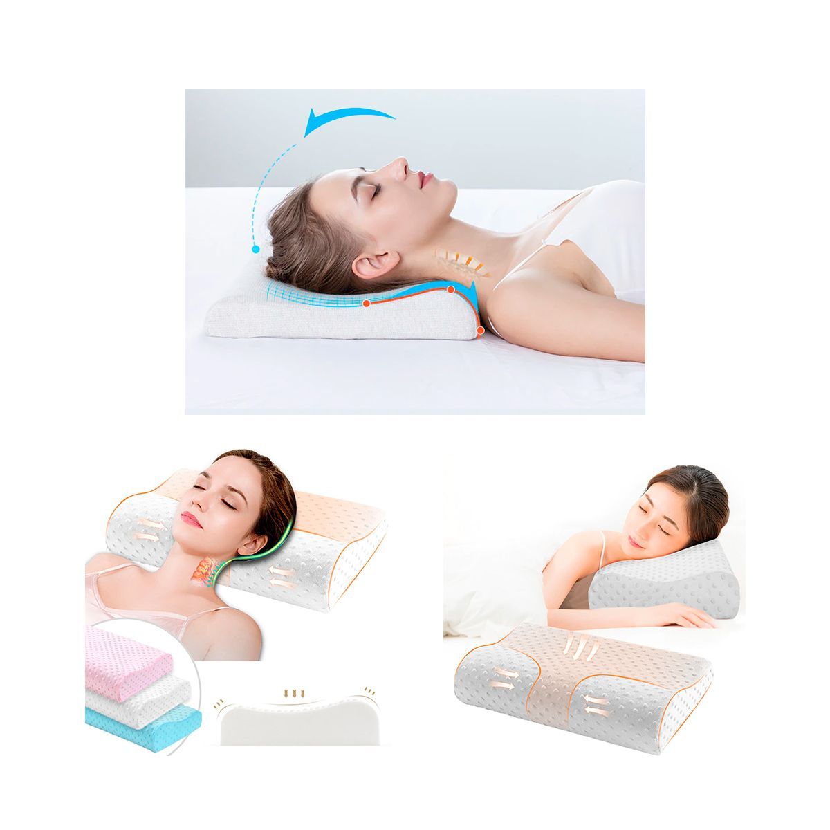 GRETAIL - Set 02 Almohadas Viscoelástica Cervical Pillow 30x50cm