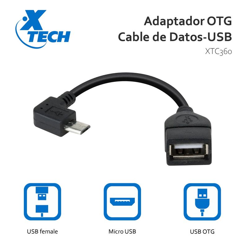 XTECH - Adaptador OTG de datos - USBH A Micro - USB Type BM - XTECH - XTC-360