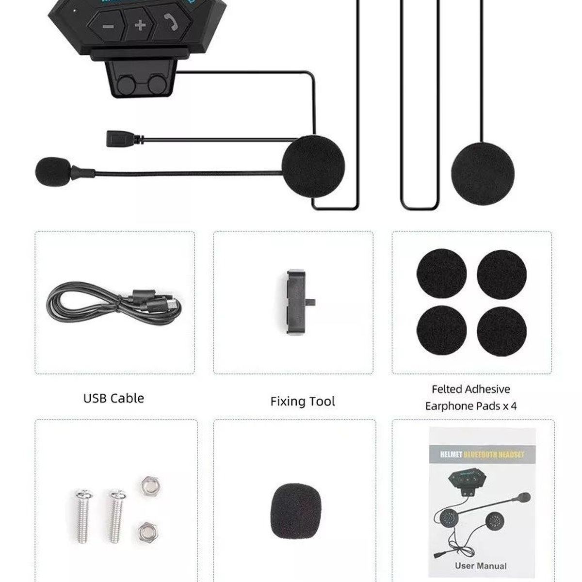 GENERICO - AUDIFONOS BLUETOOTH PARA MOTO / 12 HORAS