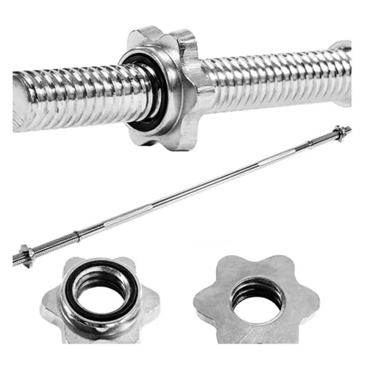 HOLGU - Barra Recta Pesas Cromadas Larga De 150cm