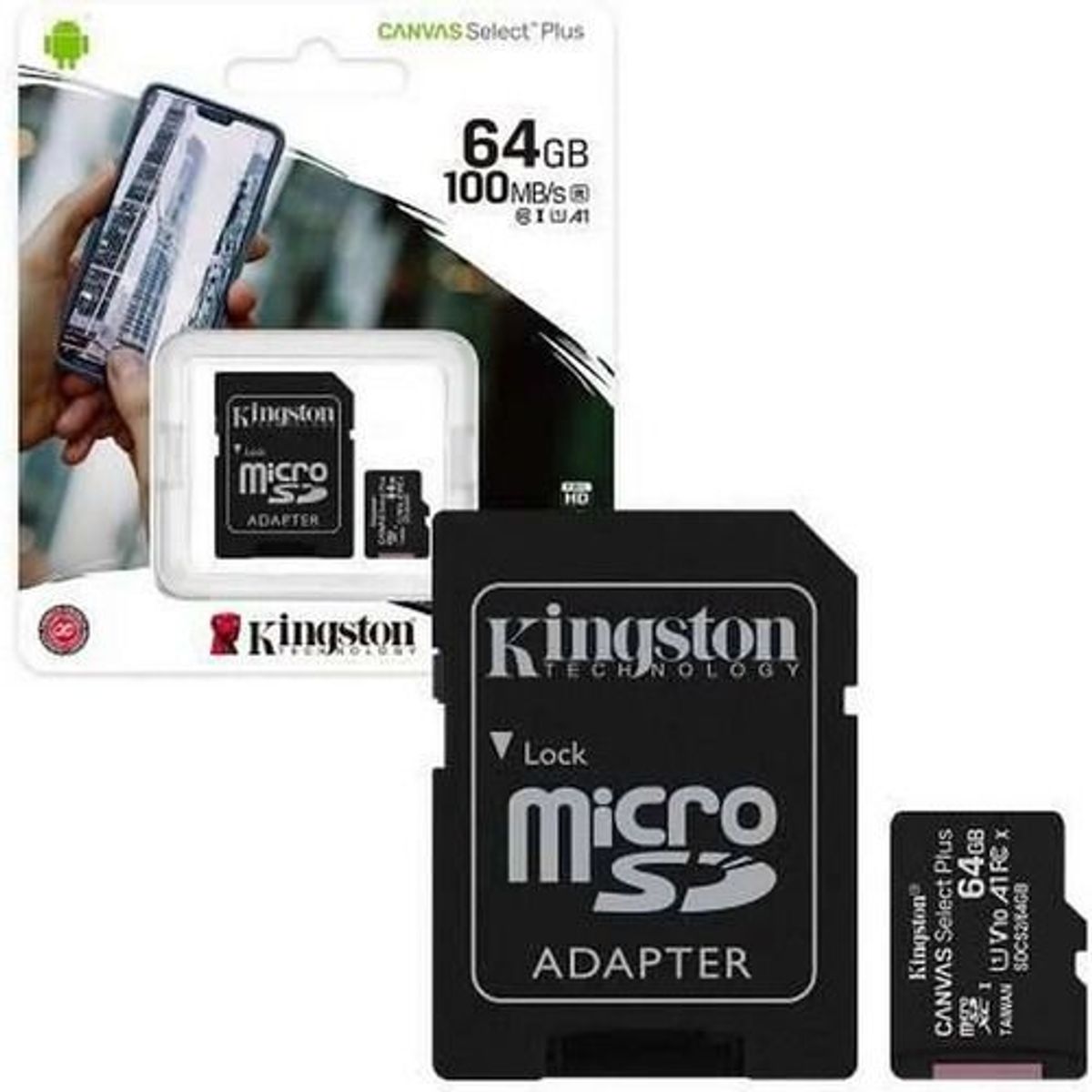 KINGSTON - Memoria Micro SD Kingston Canvas 64GB Clase 10 UHS-I 100 MB/S.