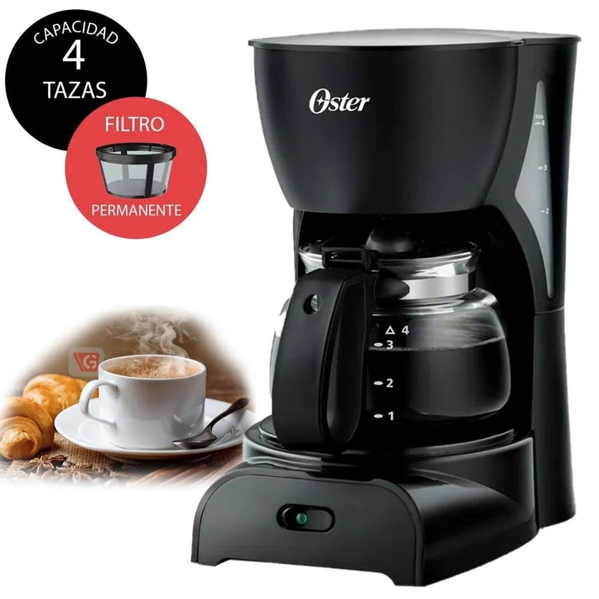 OSTER - Cafetera con filtro bvstdcdr5b 4 tazas
