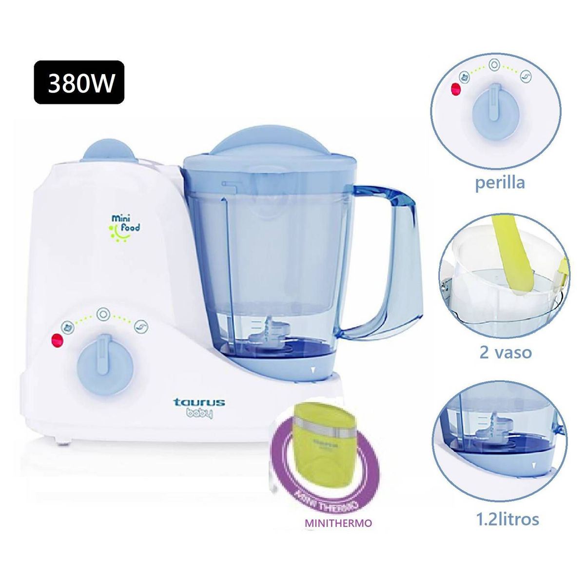 TAURUS - Mini porcesador de alimentos minifood 1 lt gris