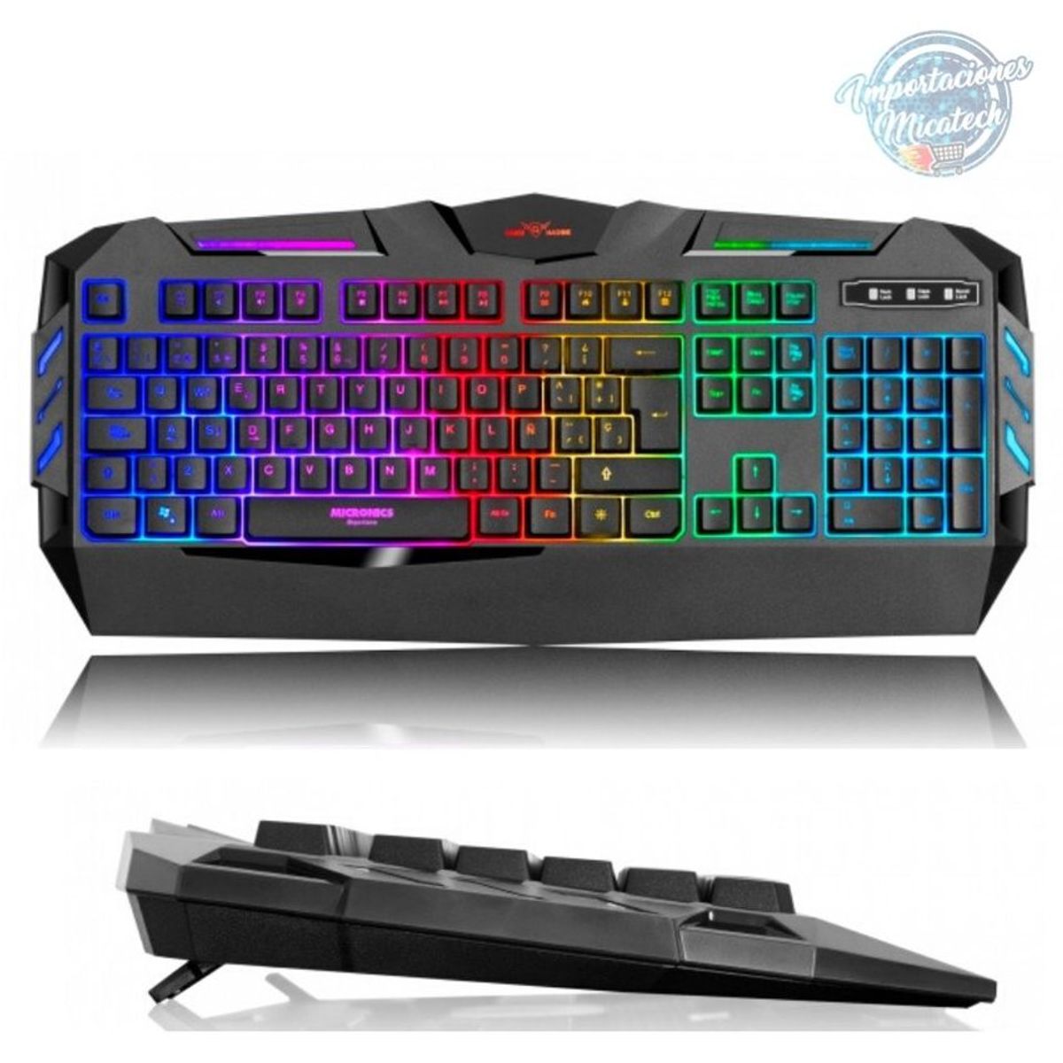 MICRONICS - Kit gamer spartano 4 en 1 : audífono +Teclado rgb +Mouse 6400Dpi +pad