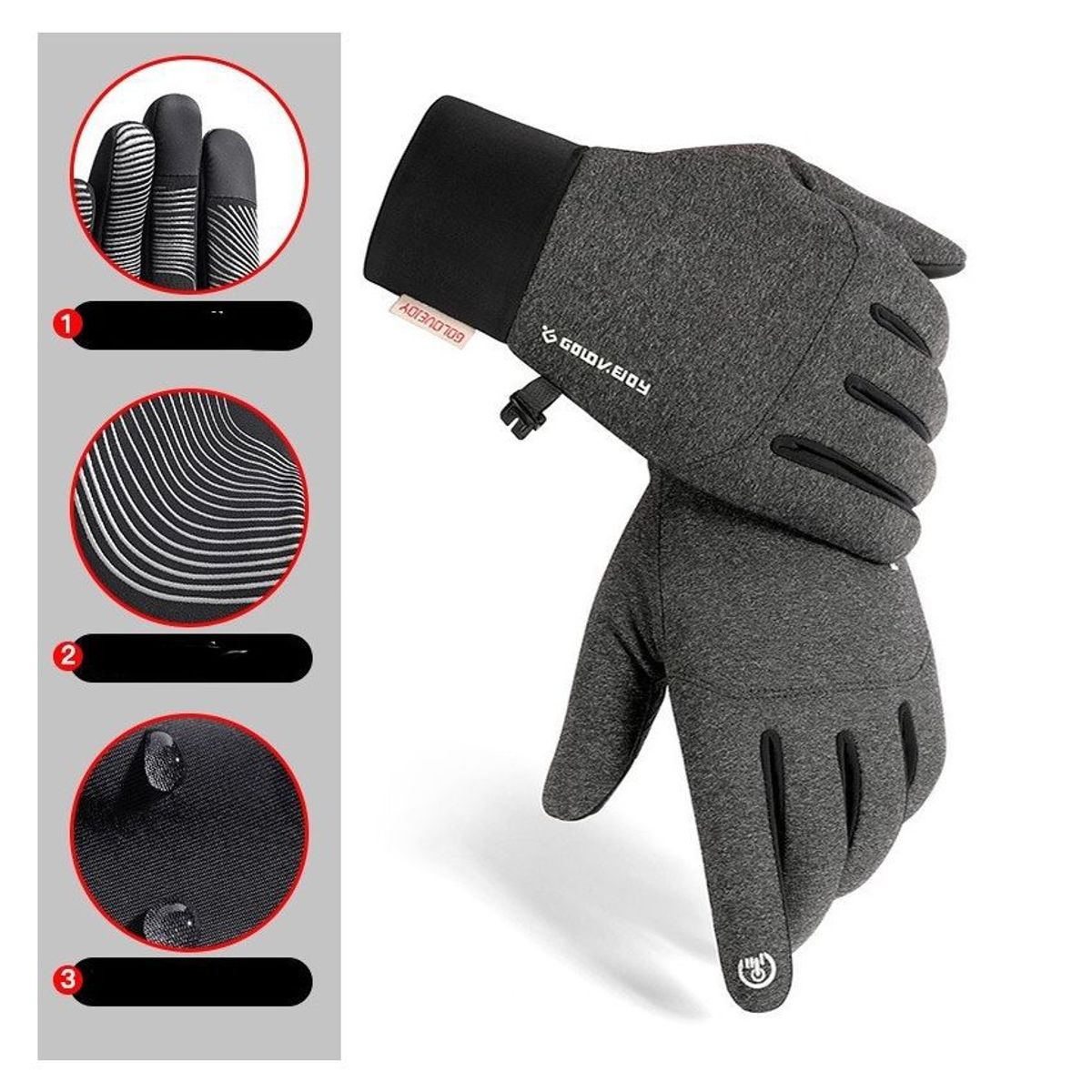 GENERICO - Guantes de invierno a prueba de viento cálido impermeable pantalla táctil