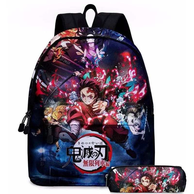 BLWOENS - Mochila de anime para estudiantes-kimetsu no yaiba kamado tanjirou
