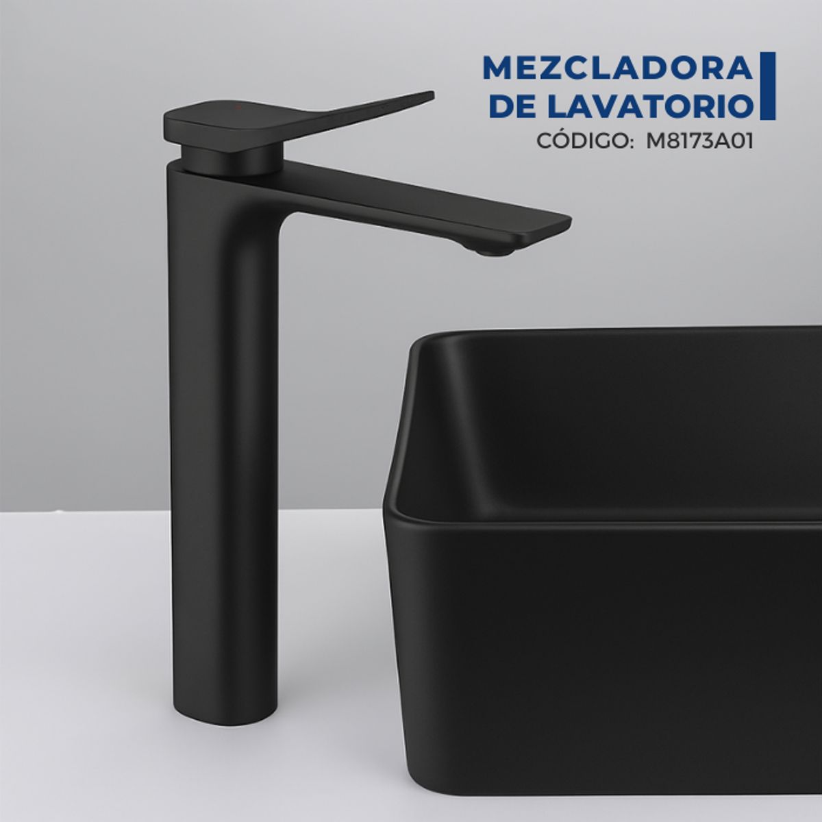 XM - MEZCLADORA MONOCOMANDO DE LAVATORIO NEGRO ALTO M8173A01