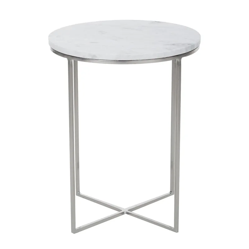 DECOR MESAS - Mesa Lateral Circular Silvery - Mármol