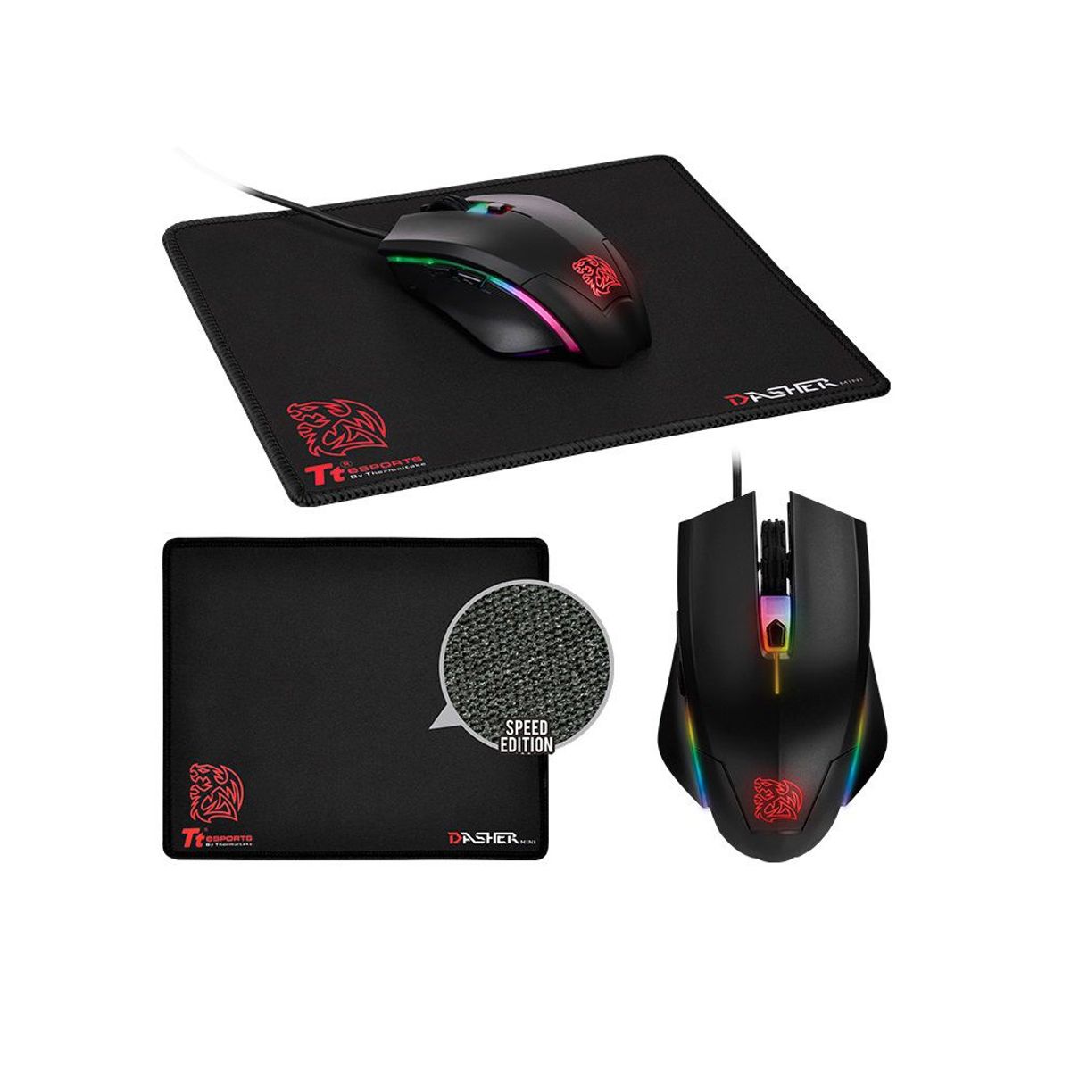 THERMALTAKE - Kit Mouse + MousePad Thermaltake Talon Elite RGB Iluminación 6 botones