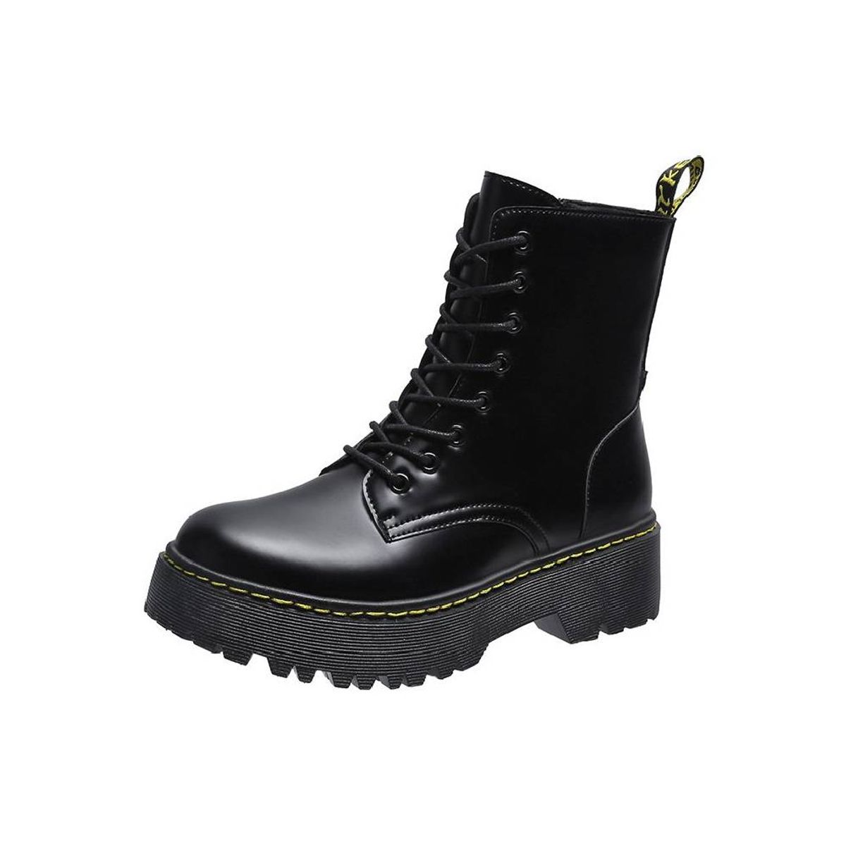 BLWOENS - Bototos mujer caña alta cuero negros