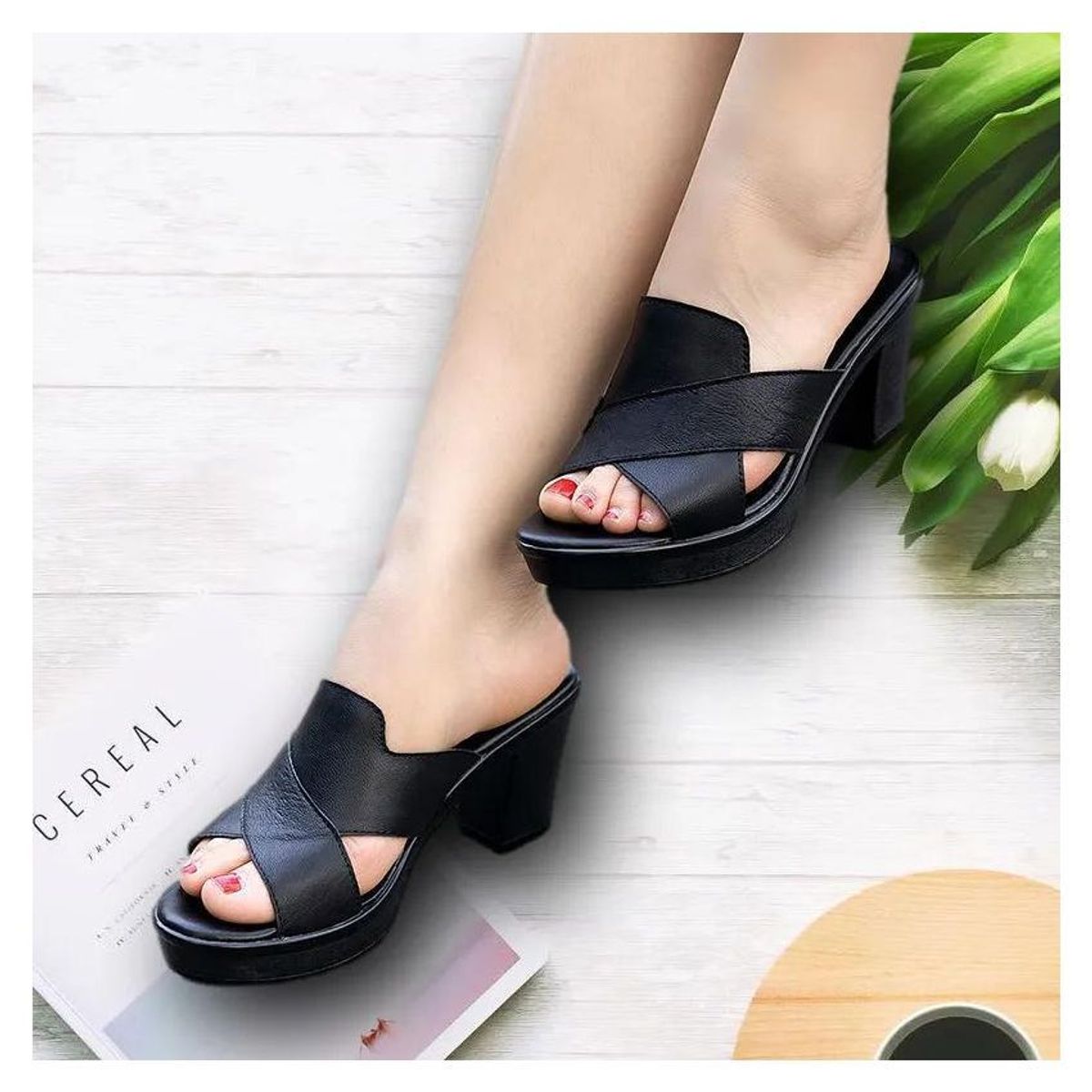 BLWOENS - Sandalias de mujer zapatillas con tacón grueso zapatos para mujer