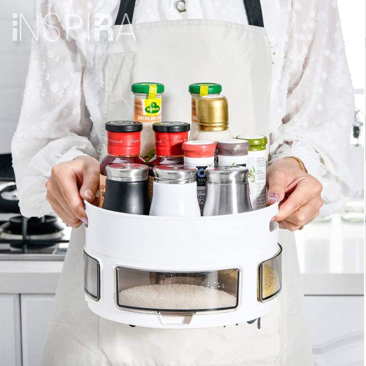 INSPIRATION - Condimentero giratorio de 2 niveles 4 divisiones para sal azúcar