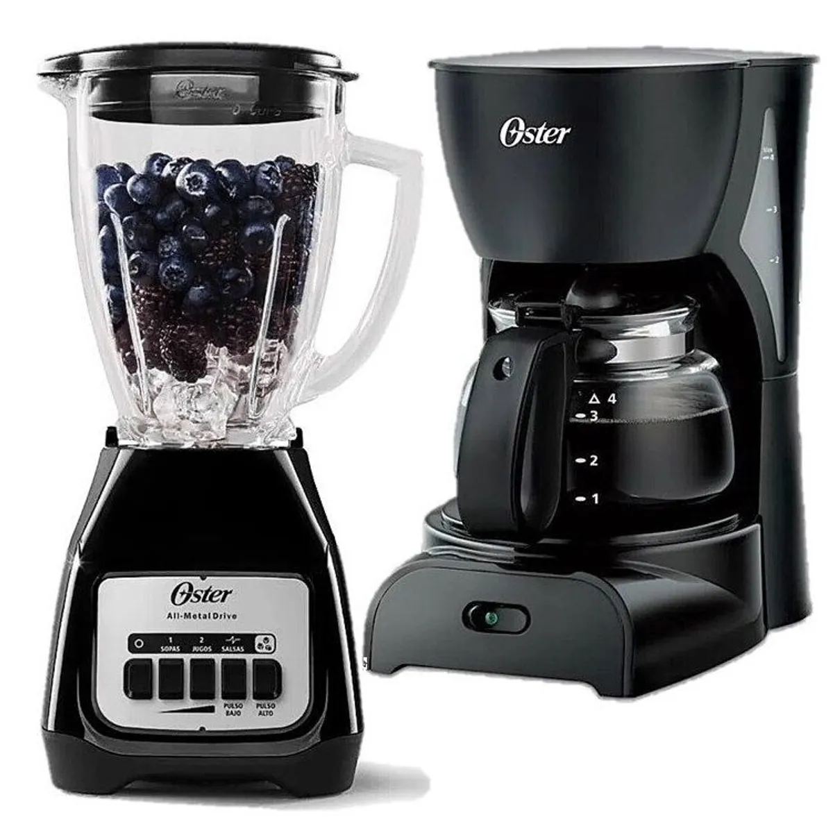 OSTER - Cafetera goteo 4tzas  licuadora clasic negro