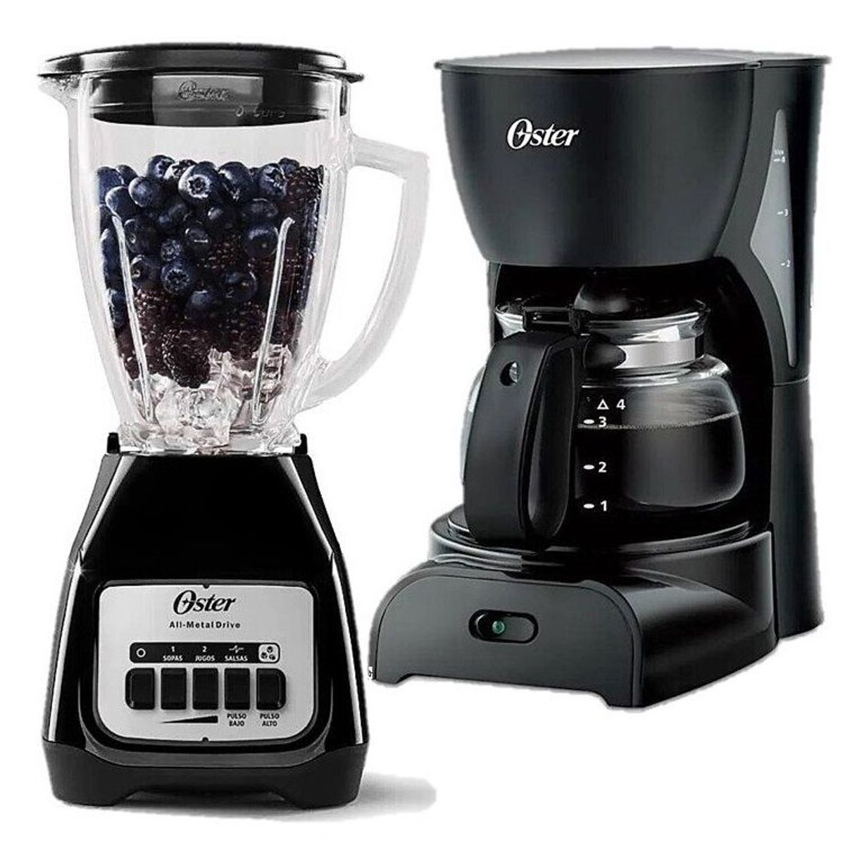 OSTER - Cafetera goteo 4tzas  licuadora clasic negro