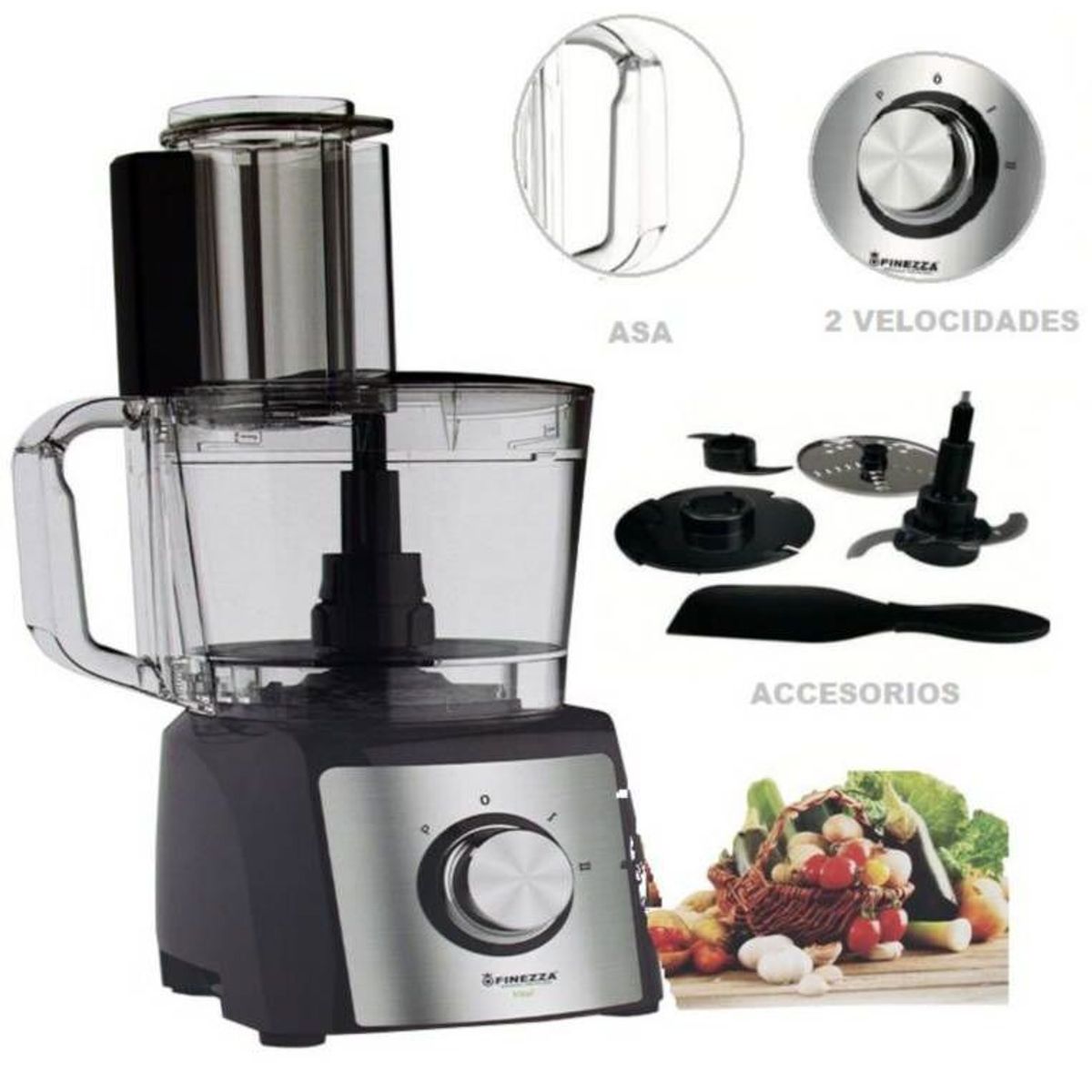 FINEZZA - Procesador de alimentos FZ-6120PR 1200w