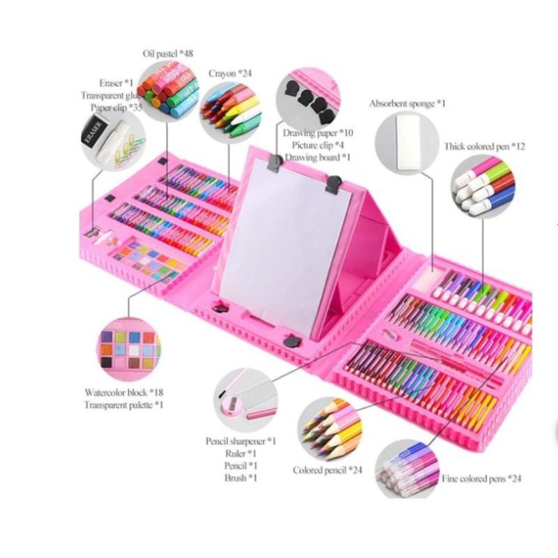 GENERICO - Set de Arte y Dibujo Didáctico 208 piezas GRANDE DE CALIDAD