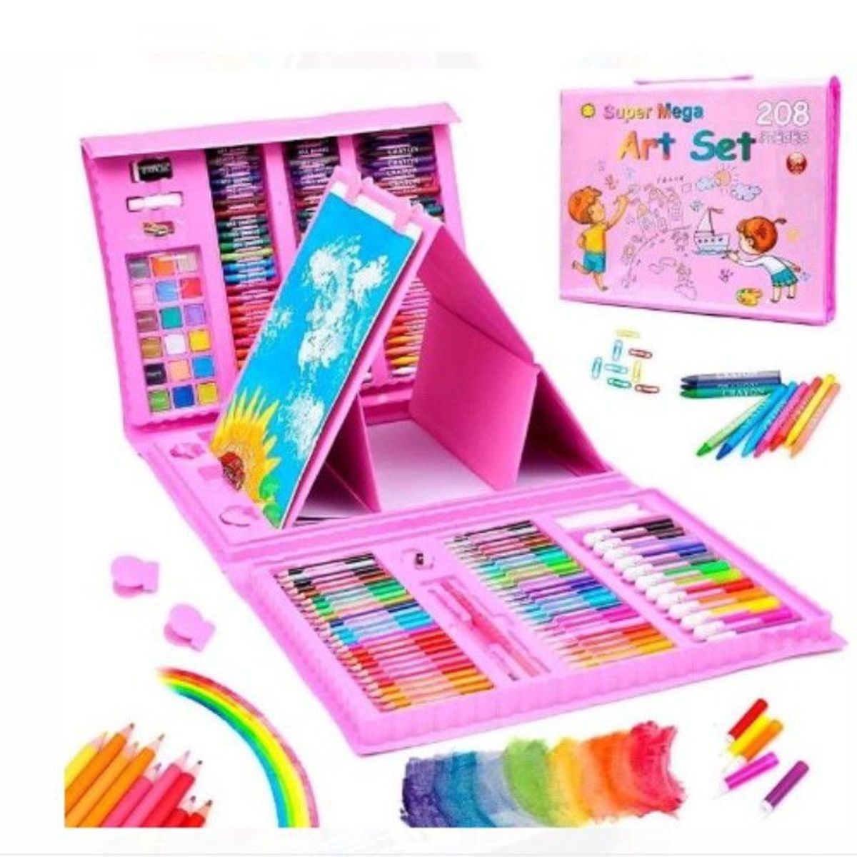 GENERICO - Set de Arte y Dibujo Didáctico 208 piezas GRANDE DE CALIDAD