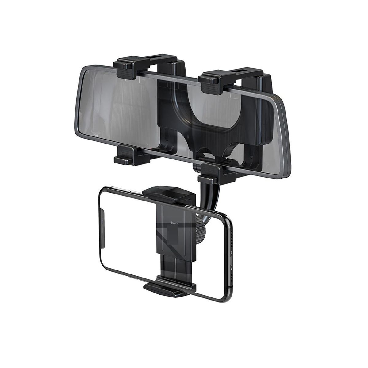 GENERICO - Soporte de celular para espejo retrovisor - Giro de 360°