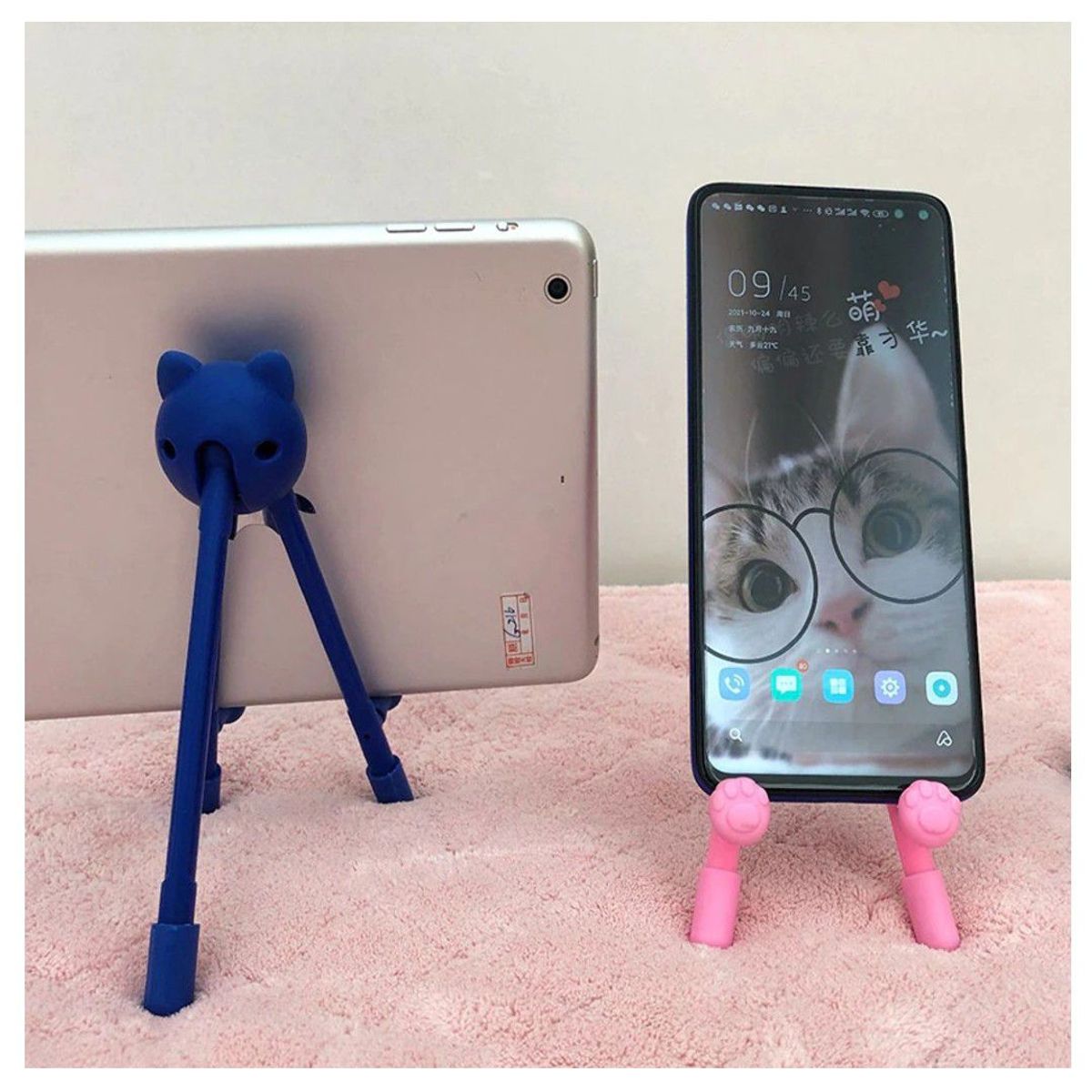 TODO FIT - Soporte Plegable para Móvil Diseño Gato K10 Azul