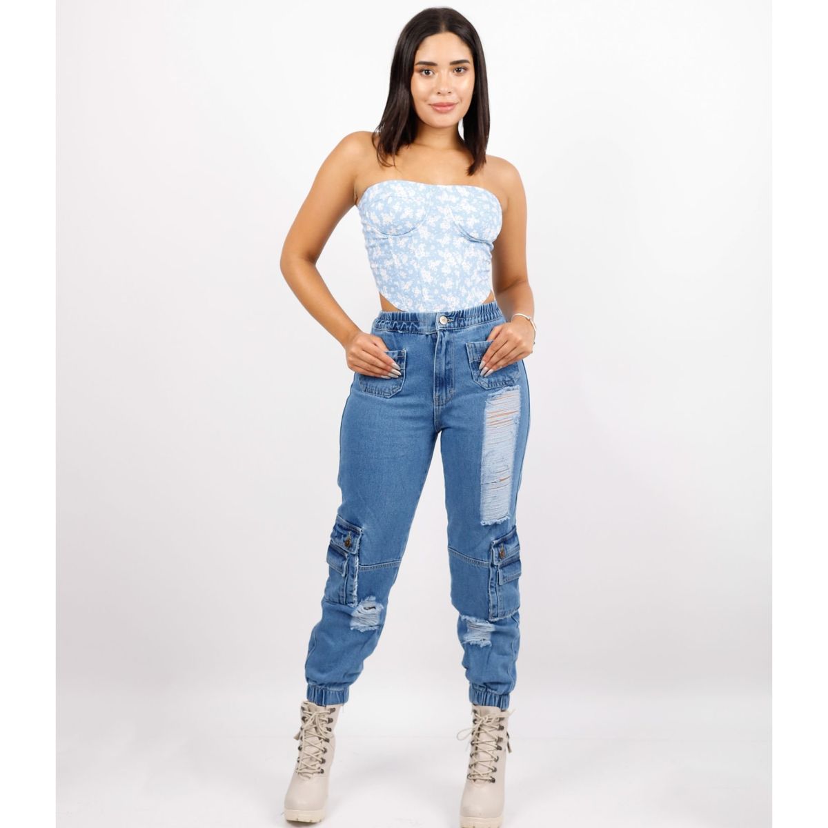 BENCUS JEANS - Pantalón Jeans Jogger Cargo Mujer