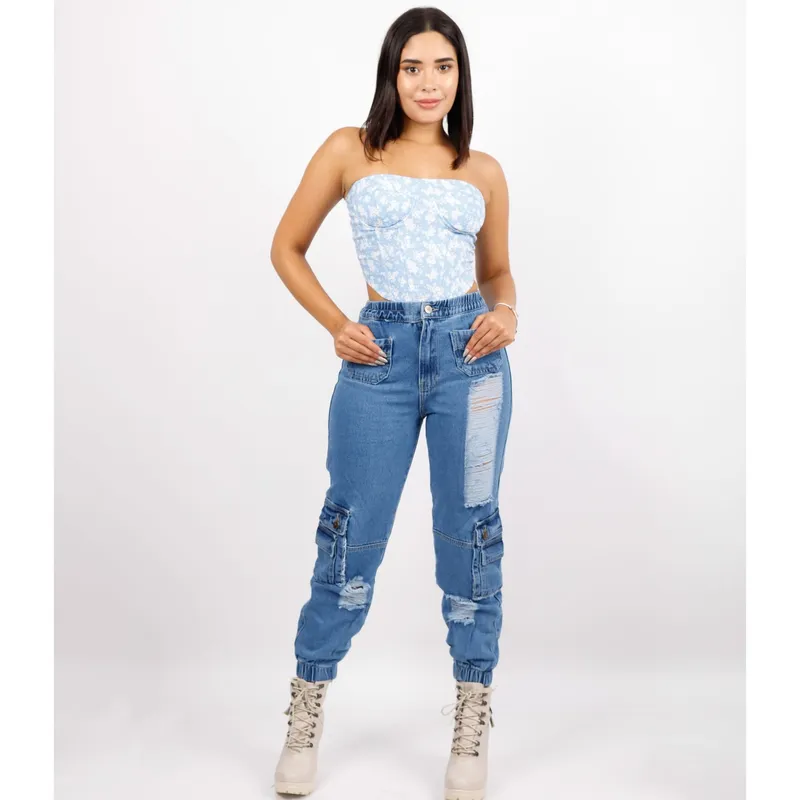 BENCUS JEANS - Pantalón Jeans Jogger Cargo Mujer