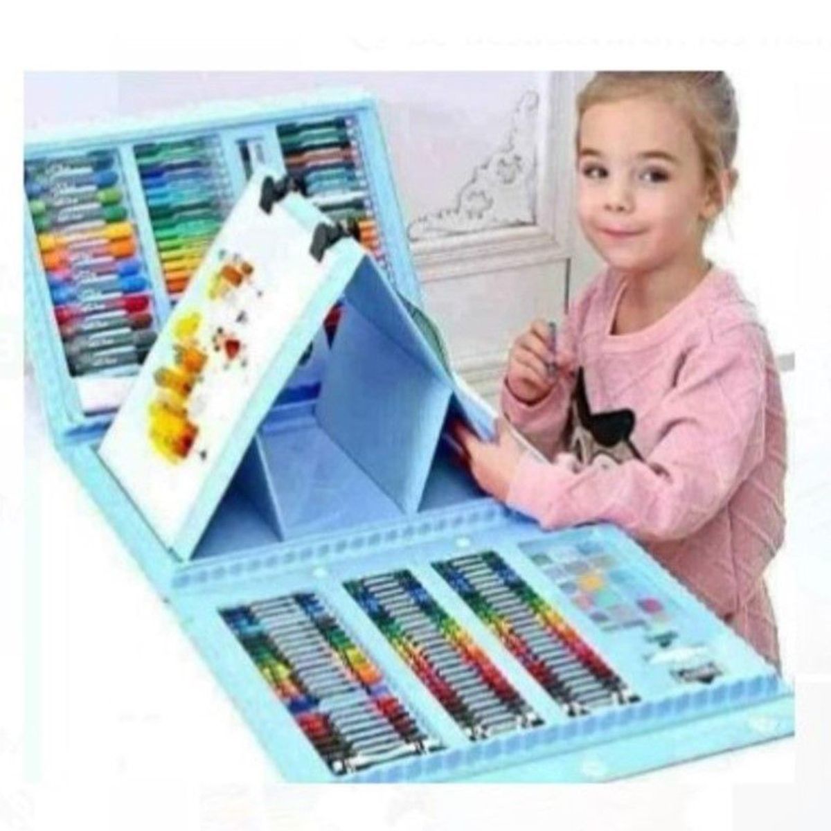 GENERICO - Mega Set de Arte y Dibujo para Niños  Celeste de Calidad