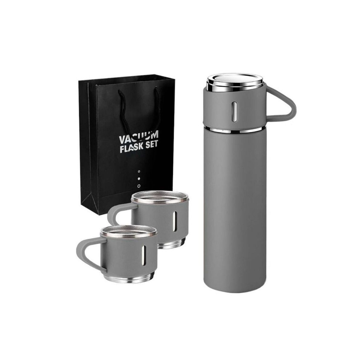 GENERICO - Termo de Acero Inoxidable con tazas  - Color Gris