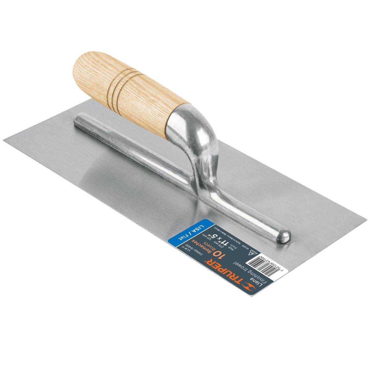 TRUPER - Plancha de empastar lisa 11", 10 remaches, mango de madera, truper