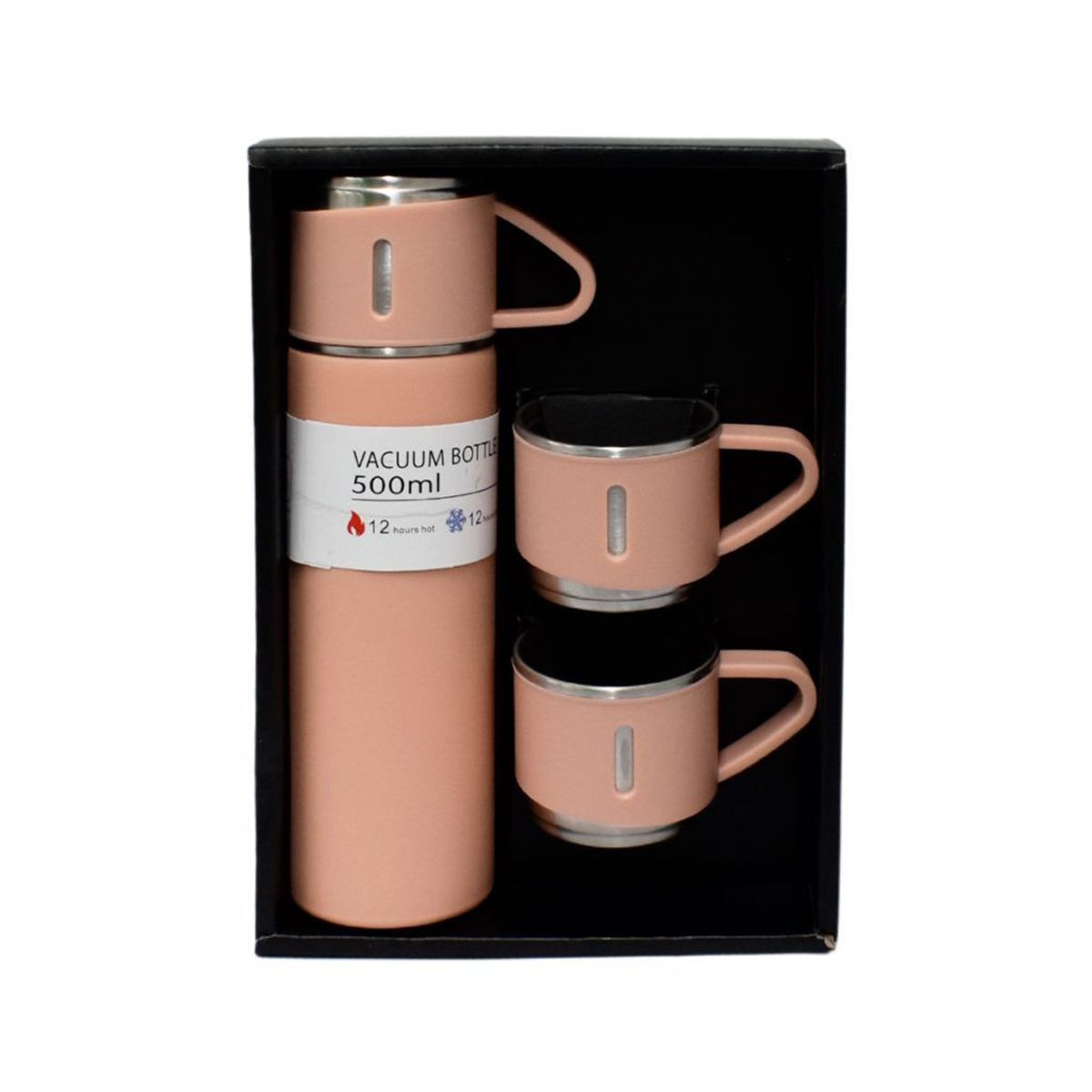 GENERICO - Termo de Acero Inoxidable con tazas regalo - Color Rosado