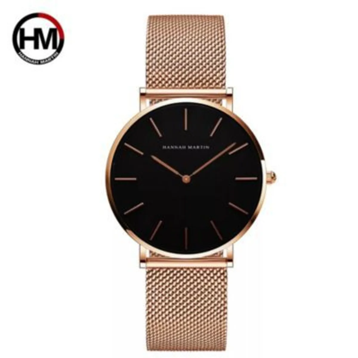 HANNAH MARTIN - Reloj Hannah Martin Acero Oro Rosa y Negro HAN-M-2_.